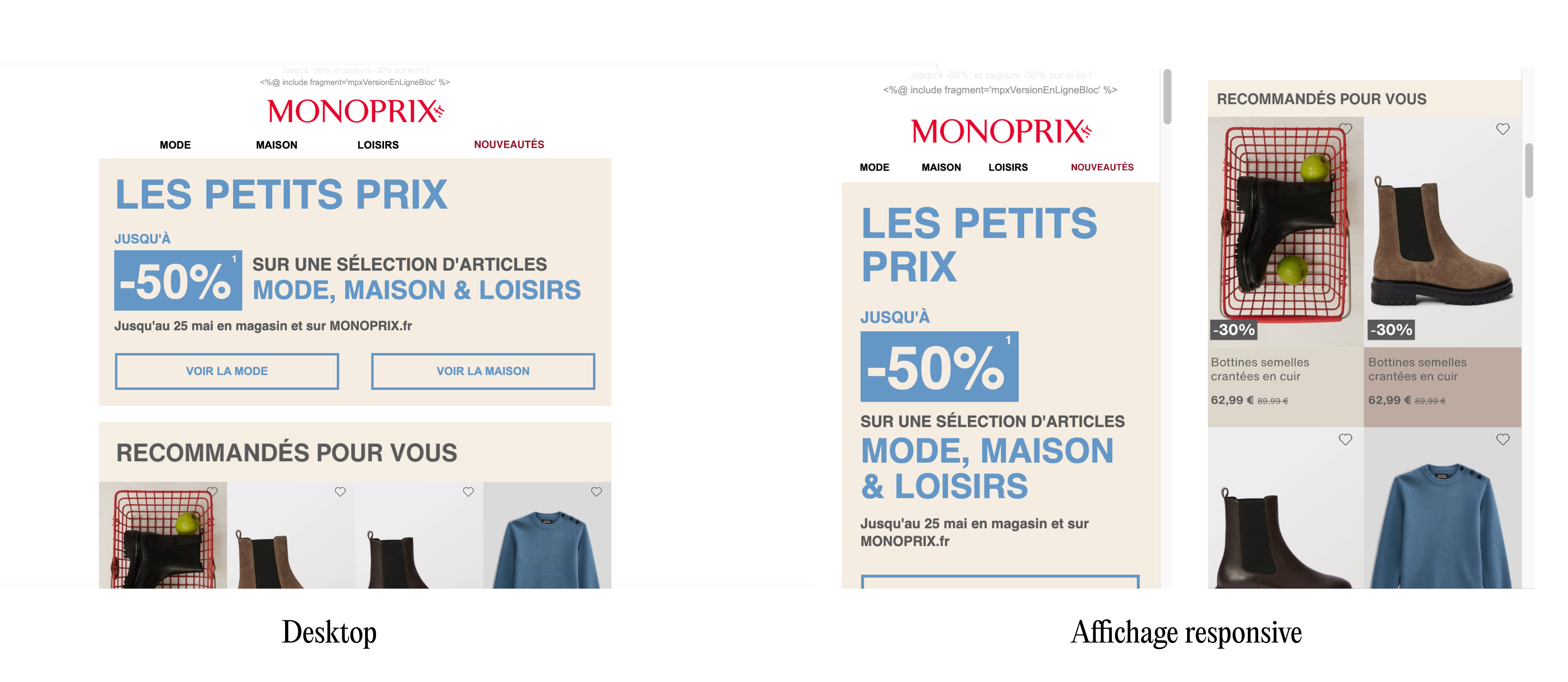 Version desktop et mobile